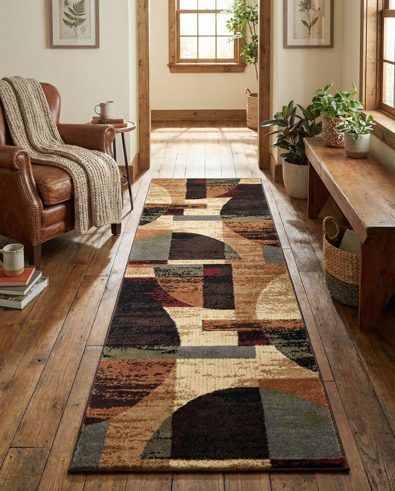 Bistro Lounge Collection Area Rug -  Latte Runner Multi  lifestyle 60