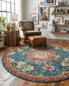 Brighton Terrace Collection Area Rug - Hove (Blue) Round Blue  lifestyle 76