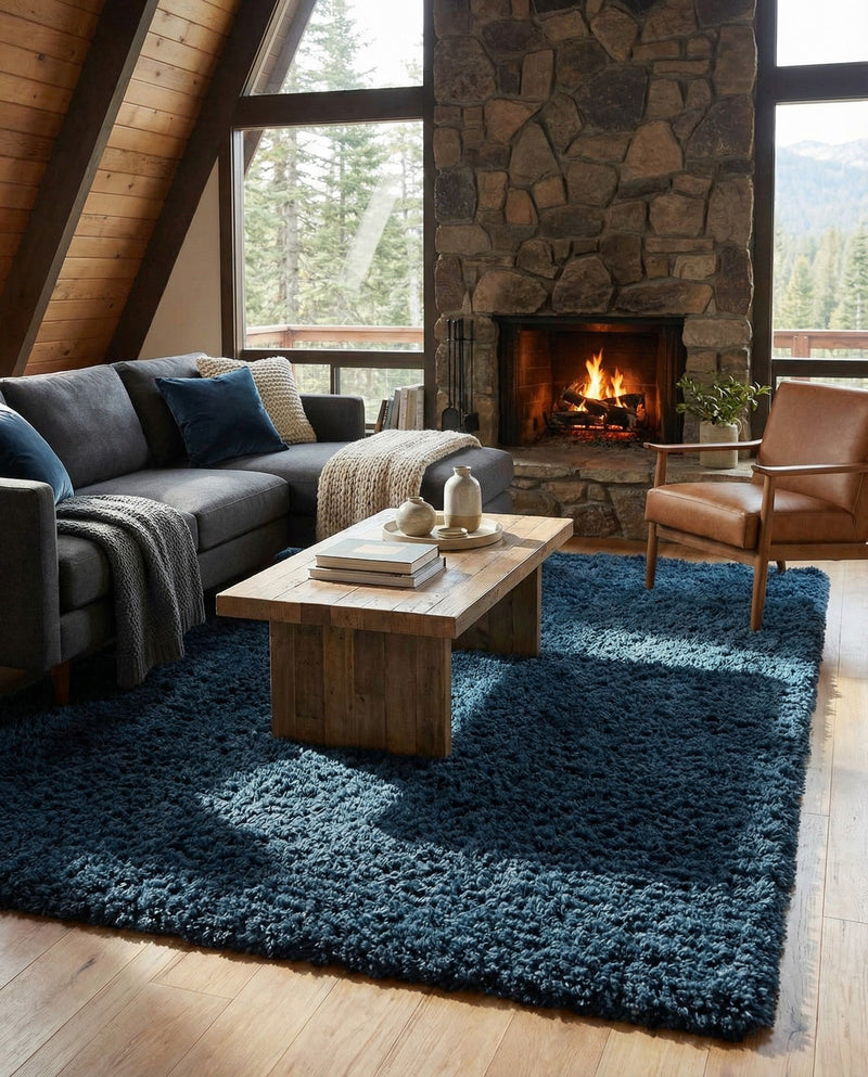 Eternal Plush Oasis Collection Area Rug -  Tranquility (Cobalt) Rectangle Cobalt  lifestyle 24