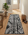Cascade Range Collection Area Rug - Hood (Black and White) Runner Black and White  lifestyle 34