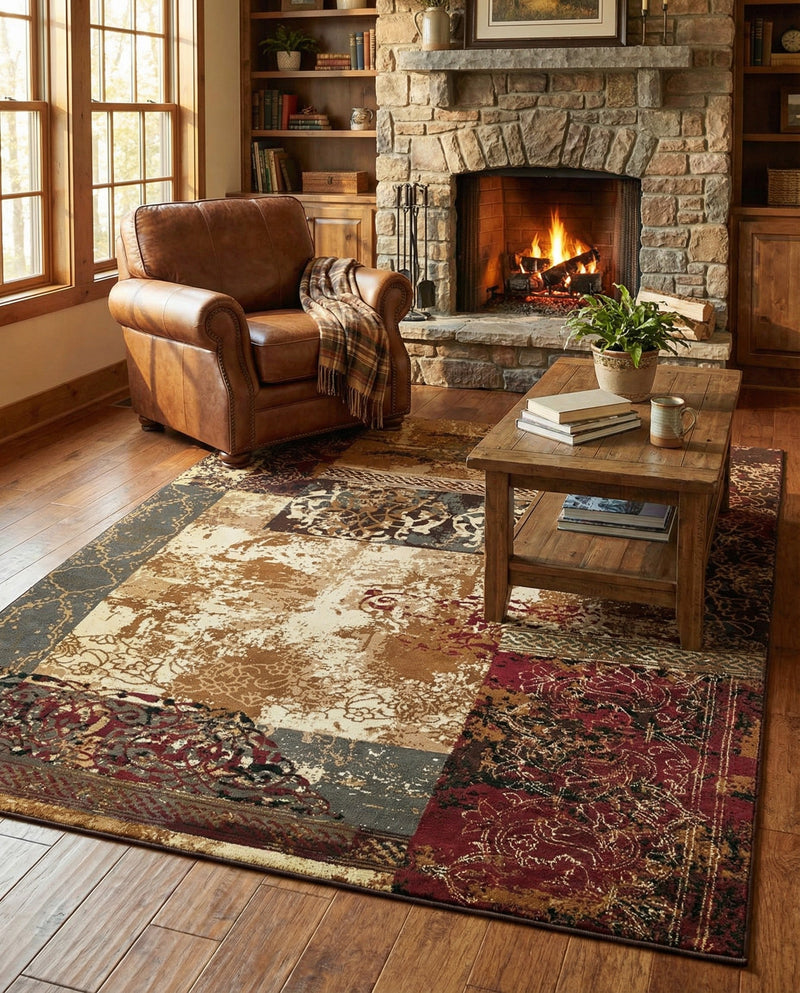 Bistro Lounge Collection Area Rug -  Latte Rectangle Beige  lifestyle 4