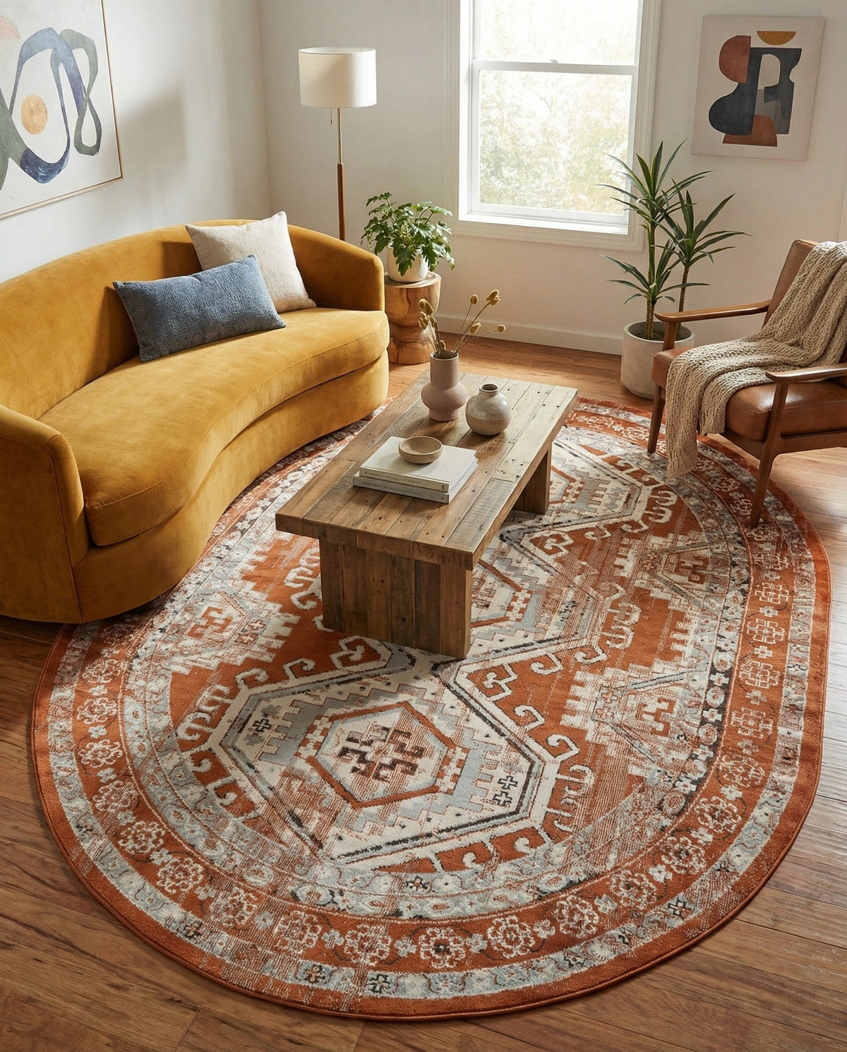 Savannah Elegance Collection Area Rug -  Tybee (Terracotta) Oval Terracotta  lifestyle 50
