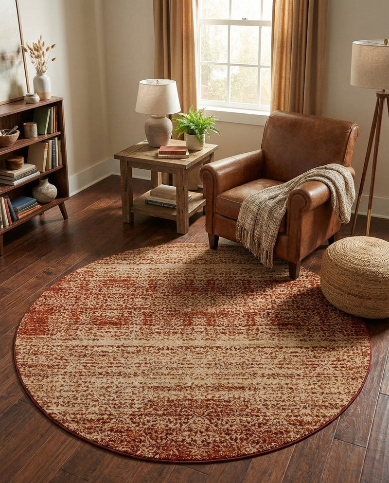 Autumn Meadow Collection Area Rug -  Ironbark Round Terracotta  lifestyle 54