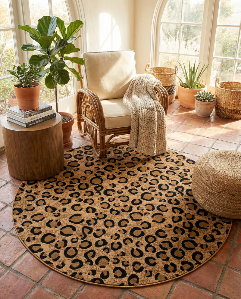 Savannah Sojourn Collection Area Rug -  Mara Round Light Brown  lifestyle 63