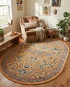 Seville Stripes Collection Area Rug -  Malaga (Yellow) Oval Yellow  lifestyle 80