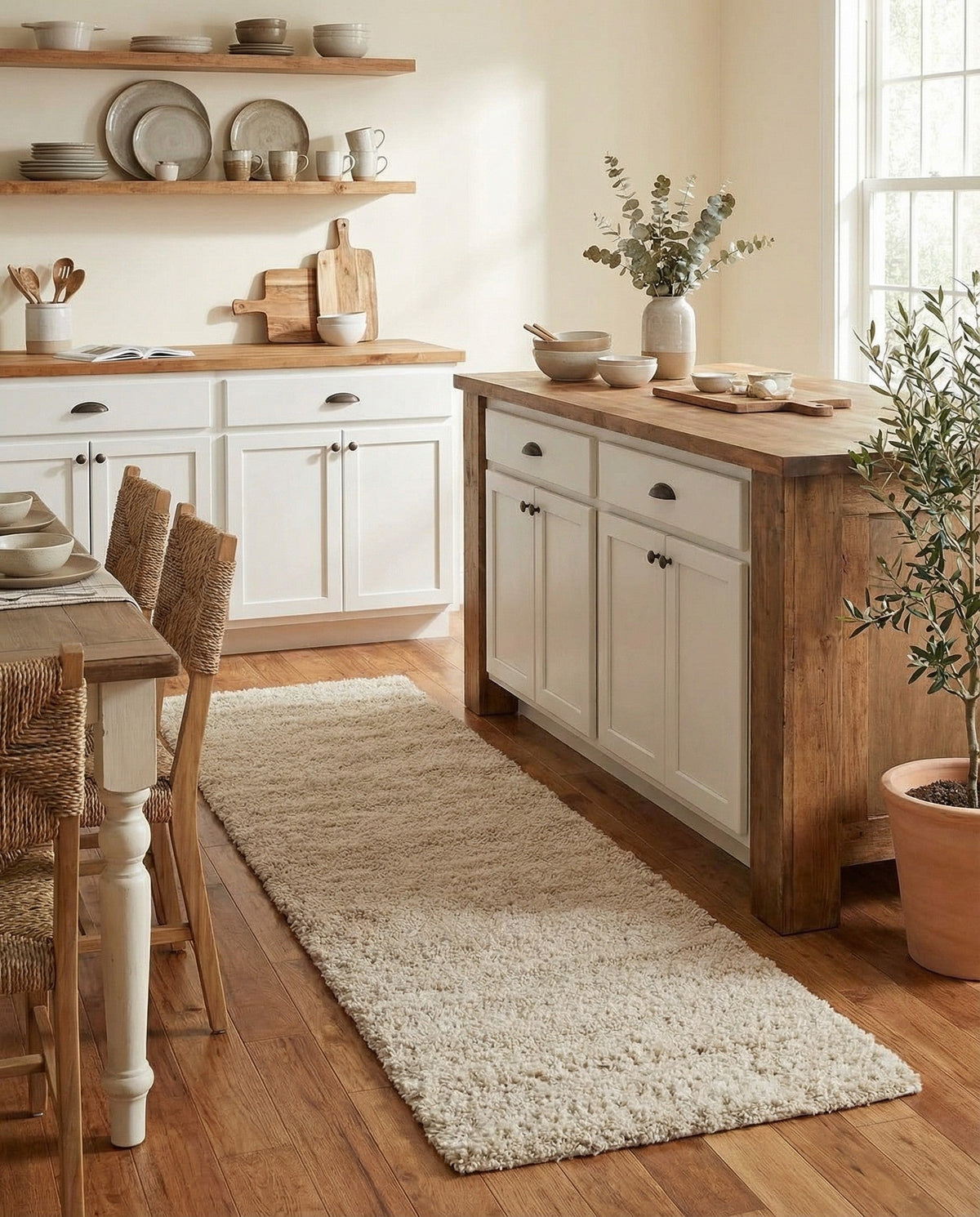 Cozy Comfort Shag Collection Area Rug - Haven (Oatmeal Beige) Runner Oatmeal Beige  lifestyle 91