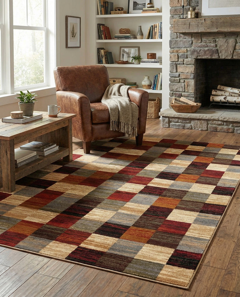 Bistro Lounge Collection Area Rug - Espresso Rectangle Multi  lifestyle 35