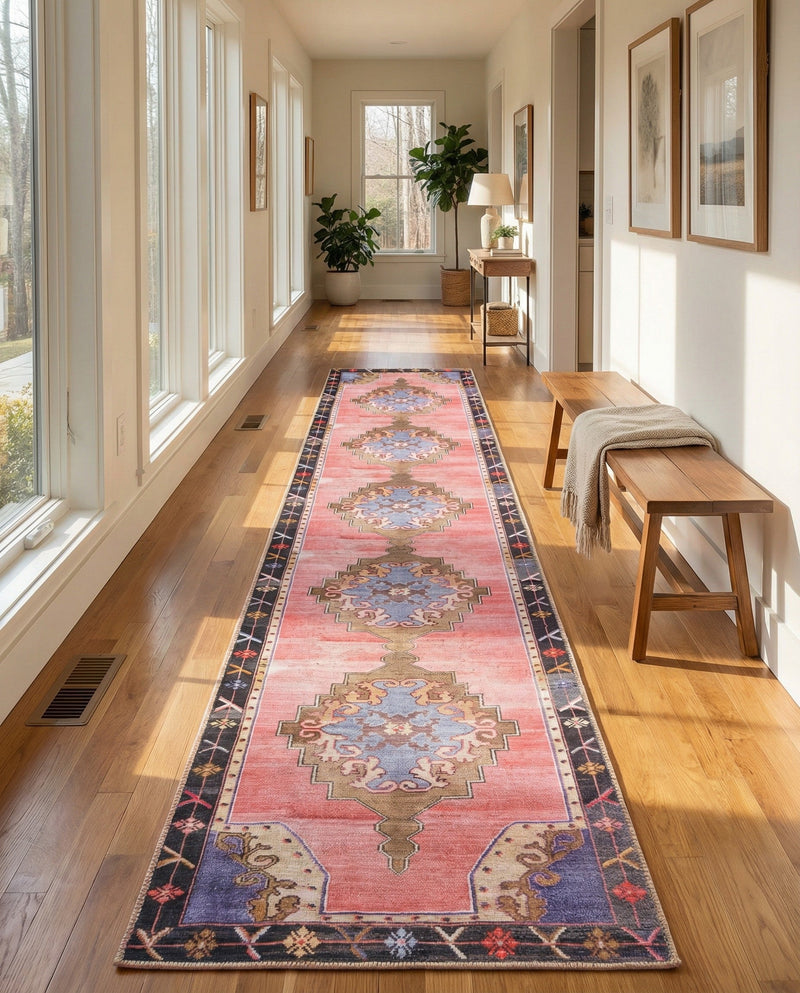 Heritage Elegance Collection Area Rug -  Winterthur (Pink) Runner Pink  lifestyle 27