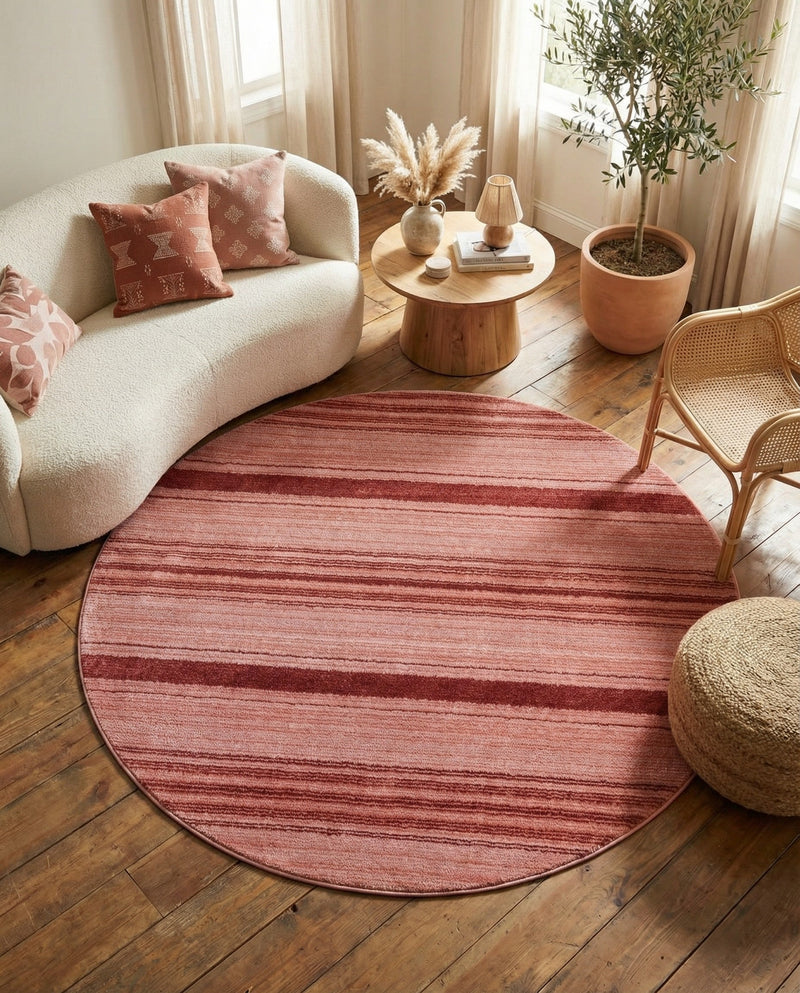 Jewel Oasis Collection Area Rug - Sapphire (Rusty Pink Rose) Round Rusty Pink Rose  lifestyle 53