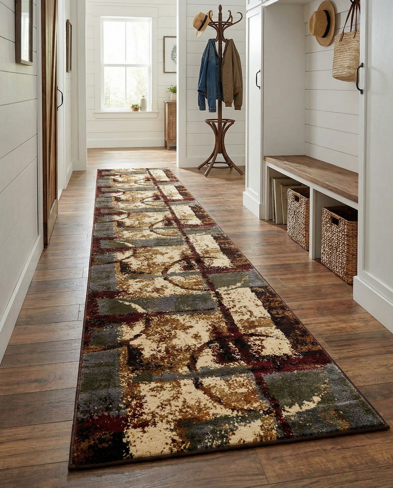 Bistro Lounge Collection Area Rug -  FlatWhite Runner Multi  lifestyle 91