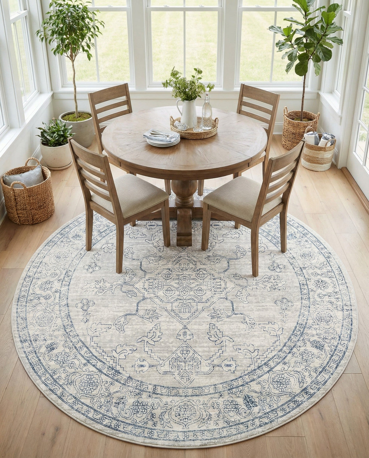 Coastal Haven Collection Area Rug -  Marina Round Gray  lifestyle 202