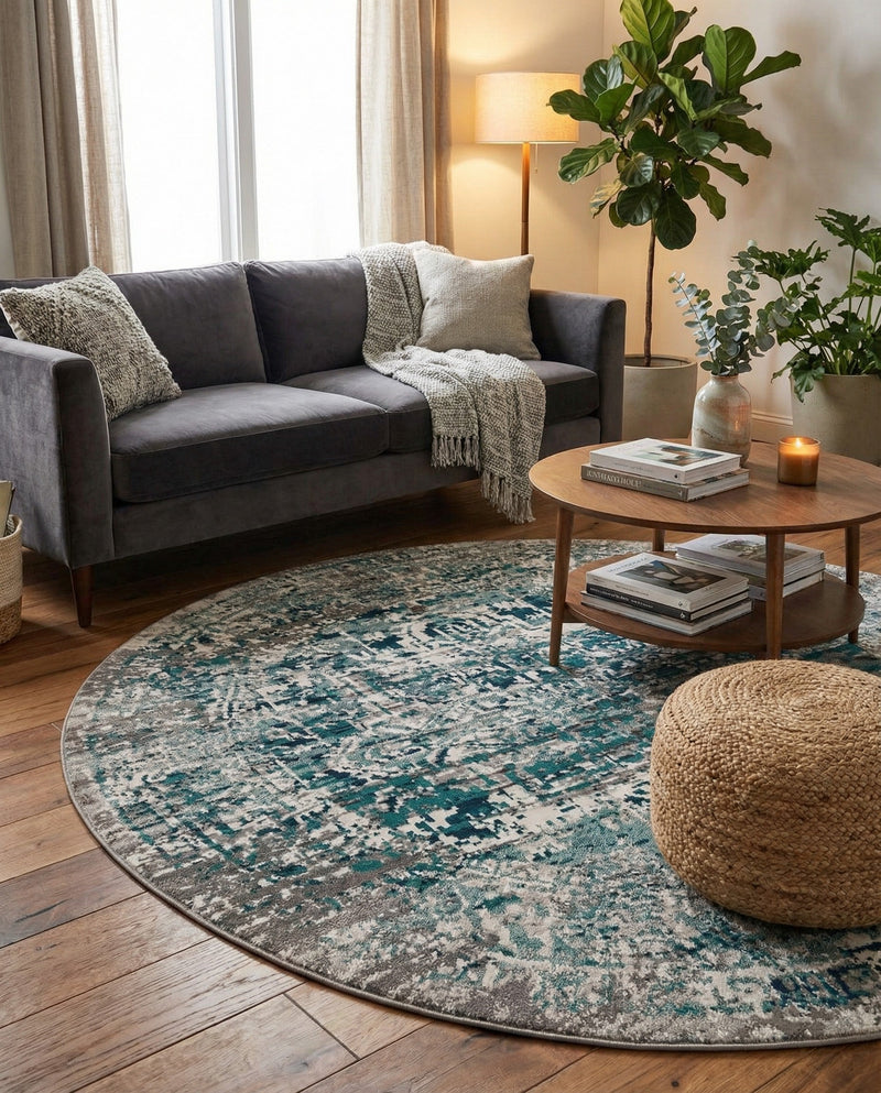 Copenhagen Comfort Collection Area Rug -  Odense Round Blue  lifestyle 46