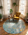 Caribbean Breeze Collection Area Rug -  Quantic Round Blue  lifestyle 40
