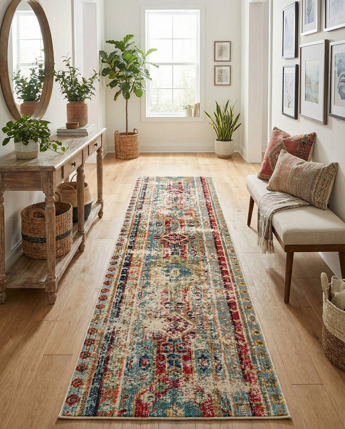 Sedona Vista Collection Area Rug -  Navajo Runner Blue  lifestyle 93
