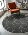 Trellis Mosaic Collection Area Rug - Arborville (Dark Gray) Round Dark Gray  lifestyle 53