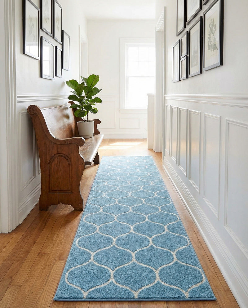 Trellis Mosaic Collection Area Rug -  Pergolatown (Light Blue) Runner Light Blue  lifestyle 47