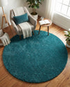 Cozy Comfort Shag Collection Area Rug - Haven (Turquoise) Round Turquoise  lifestyle 71