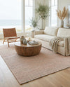 Coastal Haven Striped Jute Collection Area Rug - Marina Rectangle Pink and Gray  lifestyle 13