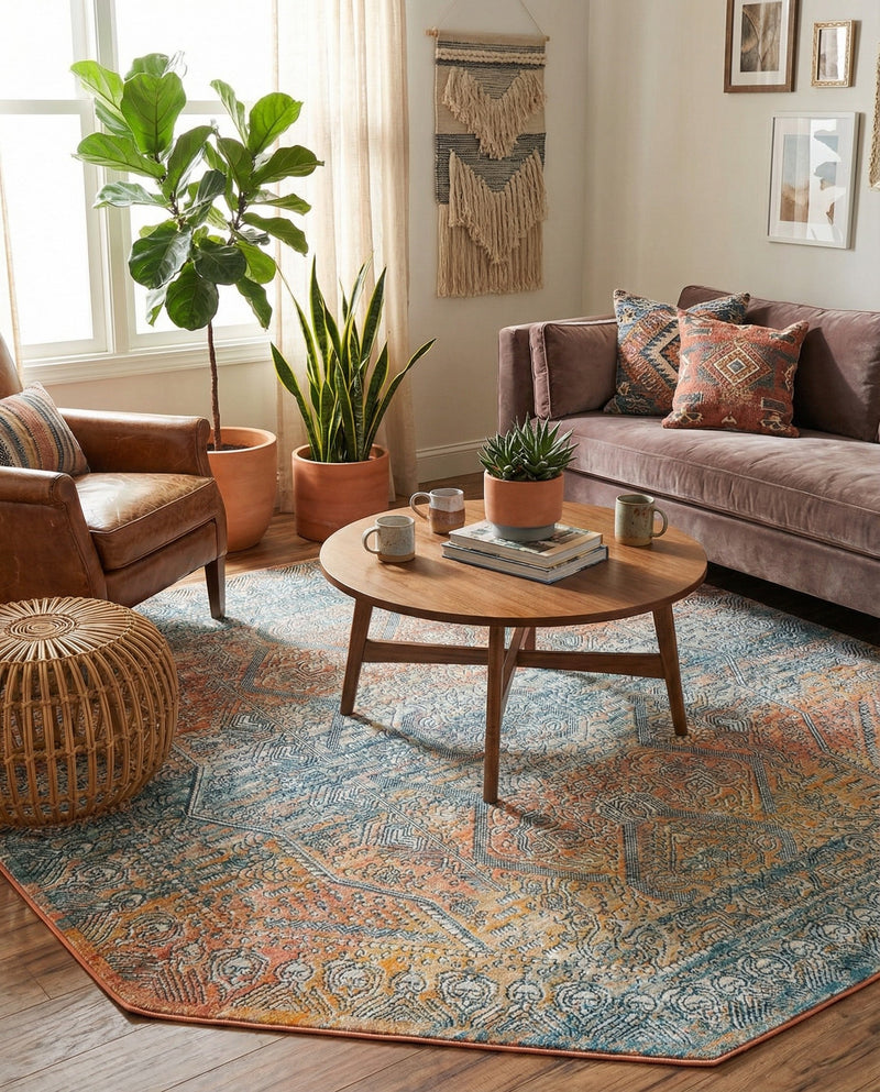 Coastal Haven Collection Area Rug -  Oceania Octagon Multi  lifestyle 35