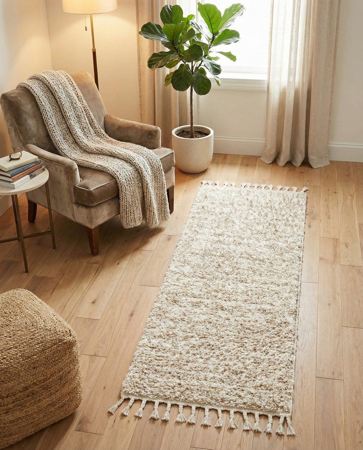 Cozy Cove Shag Collection Area Rug -  Harbor Runner Ivory  lifestyle 158