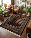 Samarkand Elegance Collection Area Rug -  Margilan (Black) Rectangle Black  lifestyle 24