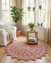 Woven Seaside Jute Collection Area Rug - Coastalhaven (Pink) Round Pink  lifestyle 27