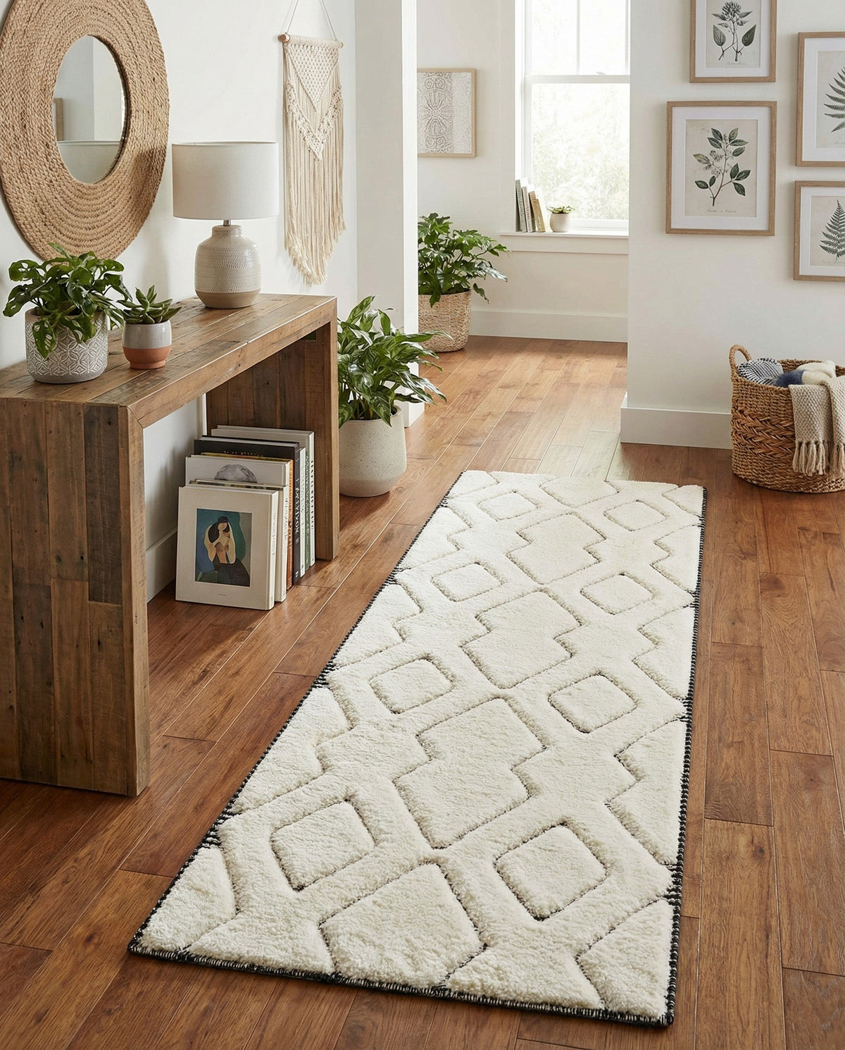 Monochrome Collection Area Rug -  Glacier Runner Ivory White  lifestyle 85
