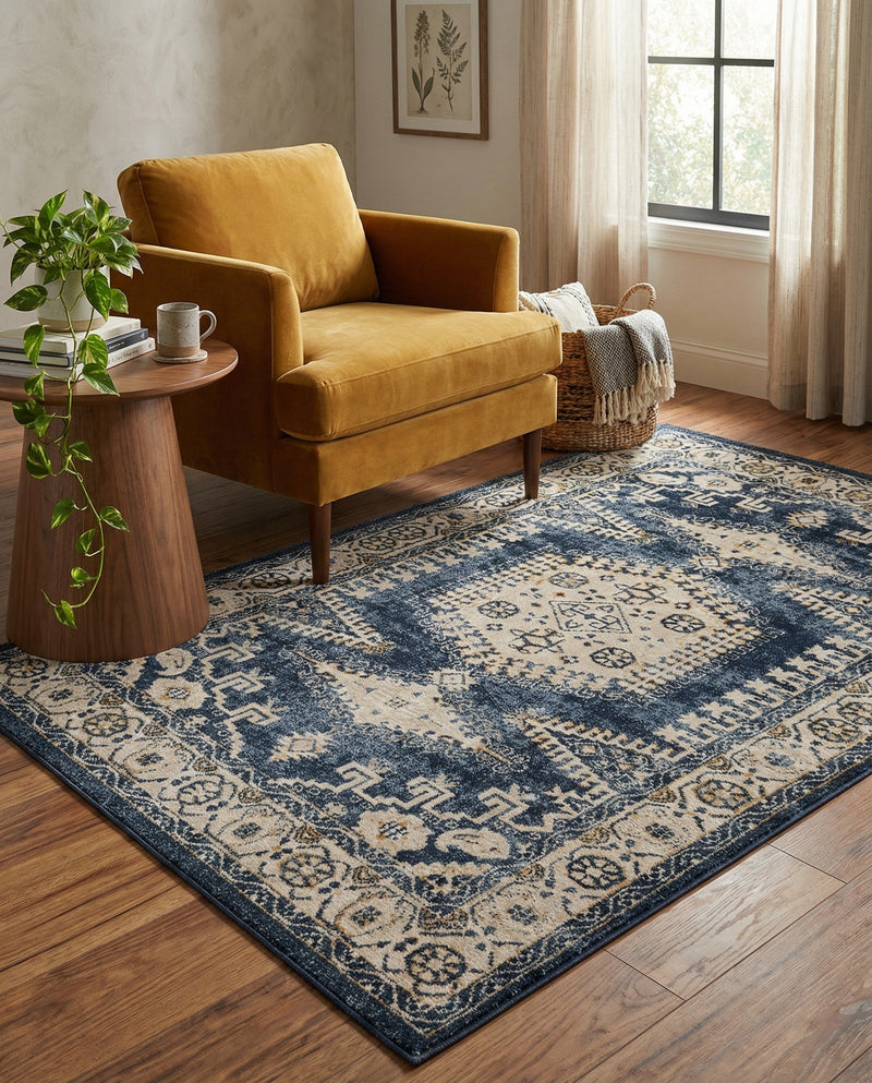 Eden Oasis Collection Area Rug -  Refuge (Dark Blue) Rectangle Dark Blue  lifestyle 20