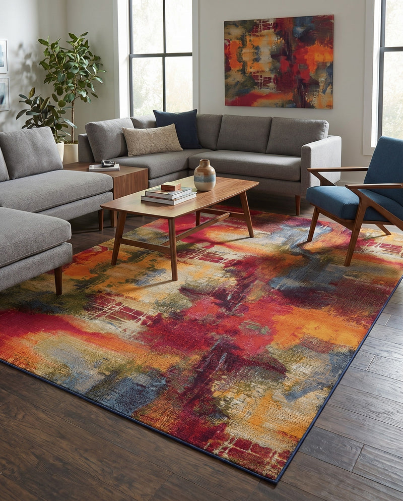 Urban Terrace Collection Area Rug -  Atrium Rectangle Multi  lifestyle 66