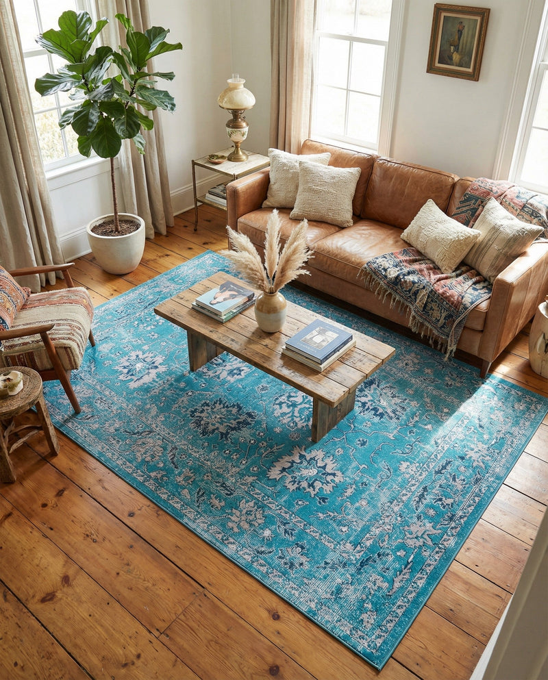 Geneva Terrace Collection Area Rug -  Lausanne Rectangle Blue  lifestyle 10
