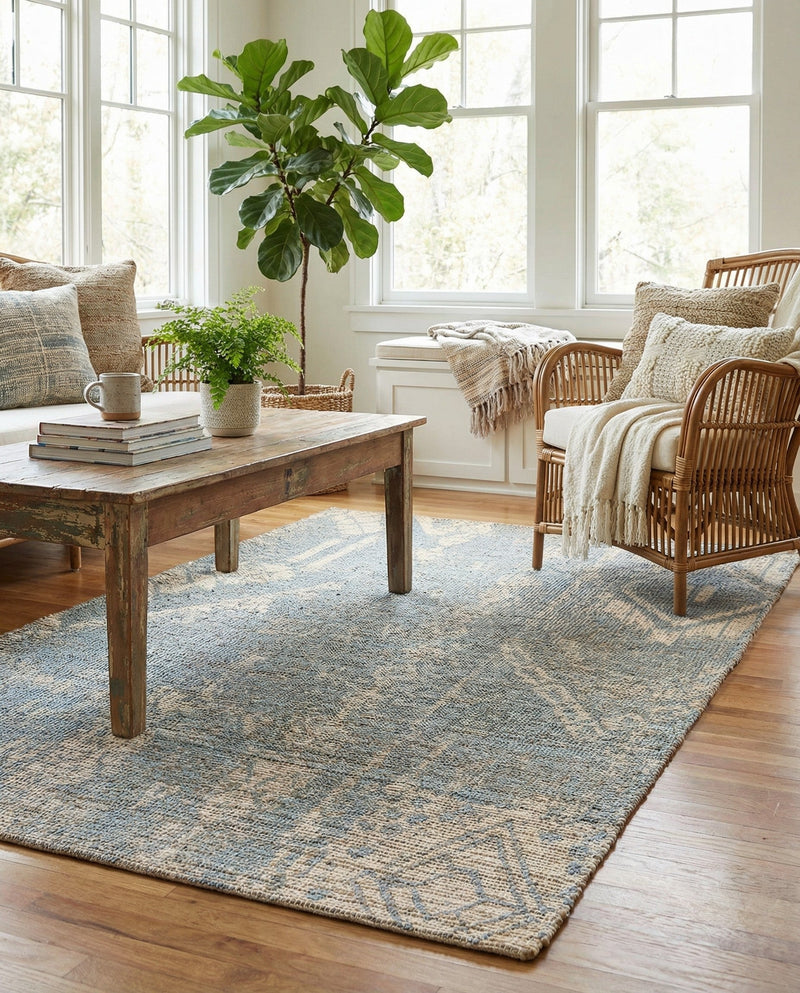 Savannah Threads Collection Area Rug -  Kalahari Rectangle Antique Blue  lifestyle 10