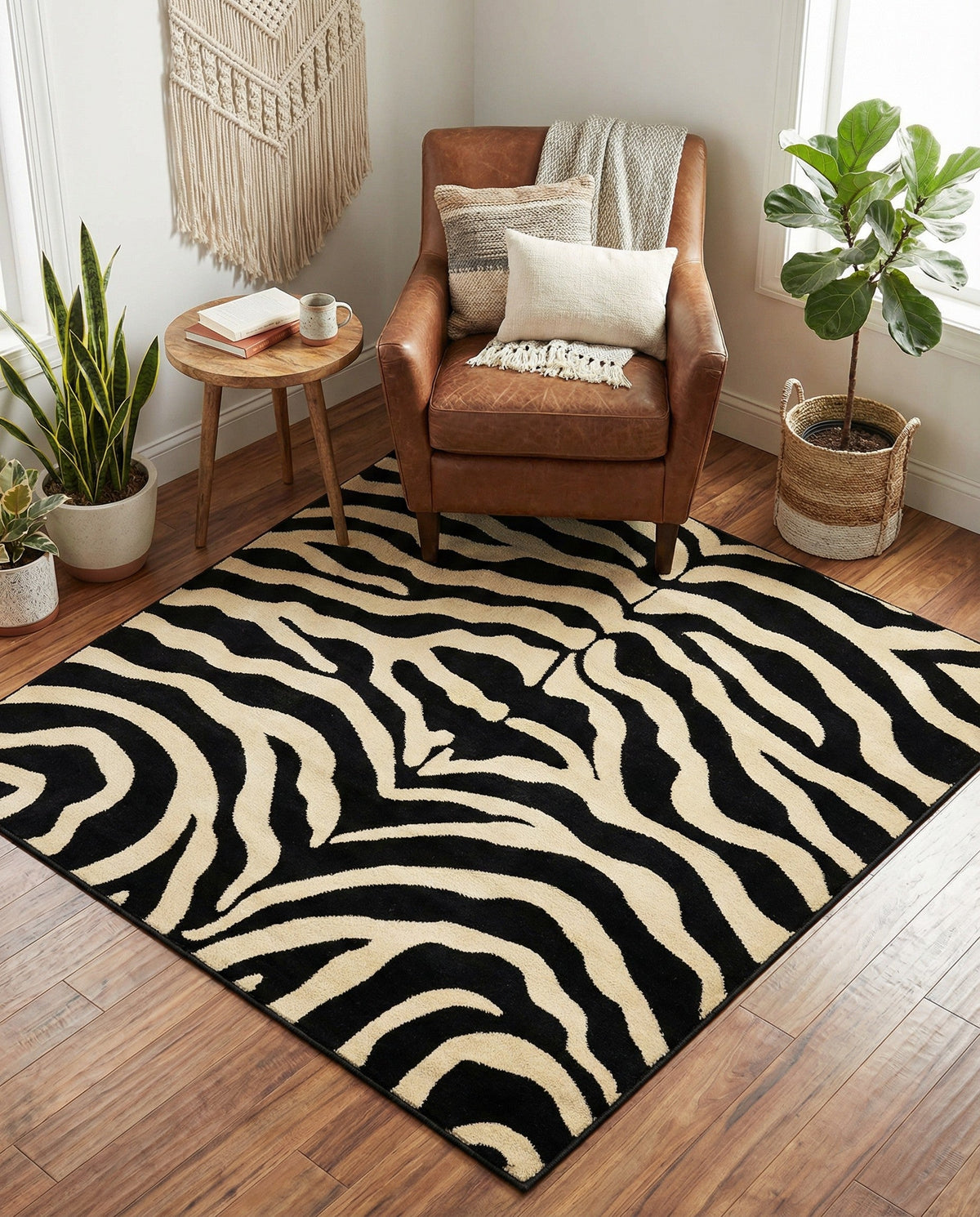 Savannah Sojourn Collection Area Rug -  Kilimanjaro Square Black  lifestyle 91