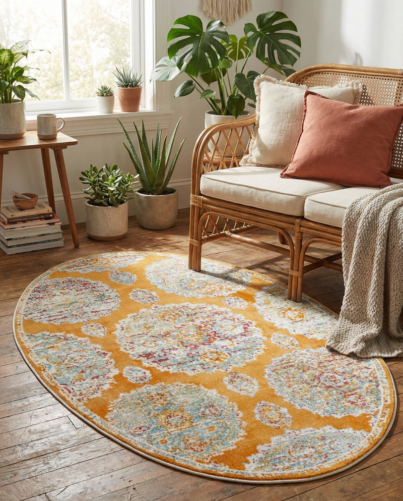 Arcadia Rugs Collection Area Rug -  Atlantis (Orange) Oval Orange  lifestyle 66