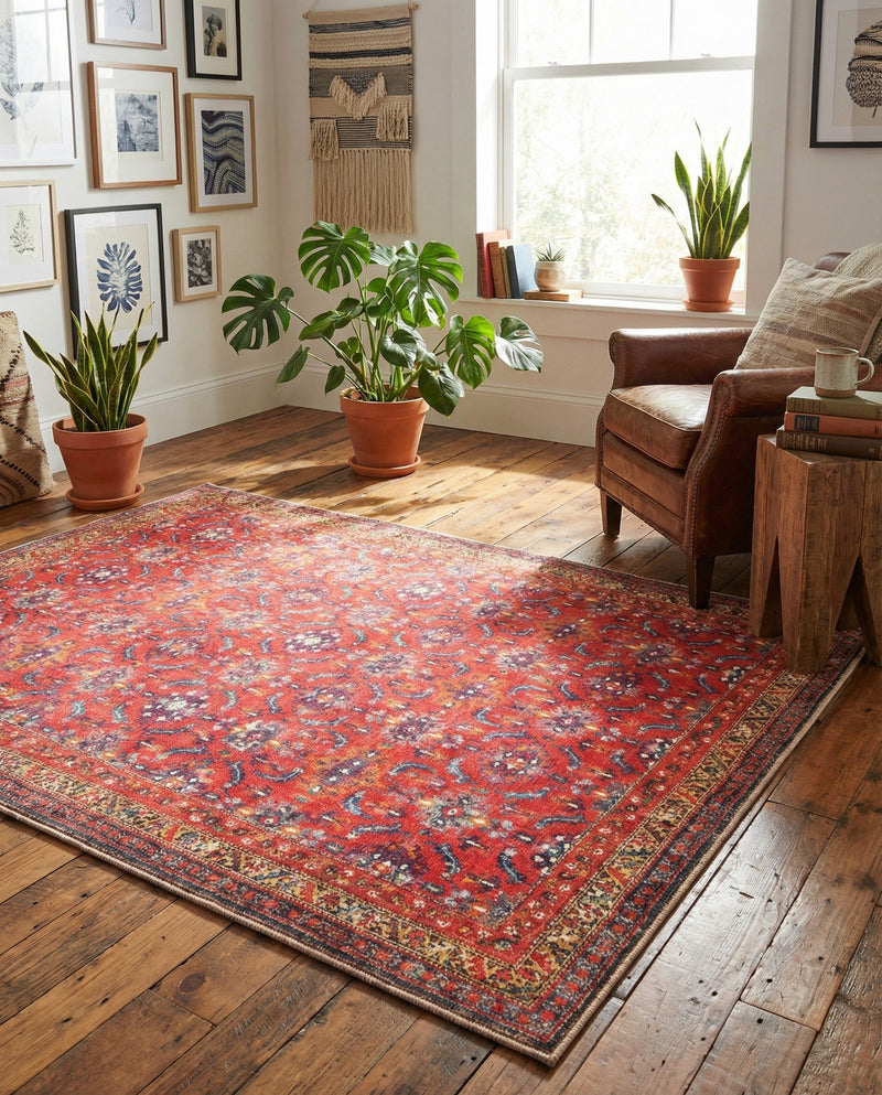 Heritage Elegance Collection Area Rug -  Fontainebleau Rectangle Red  lifestyle 5