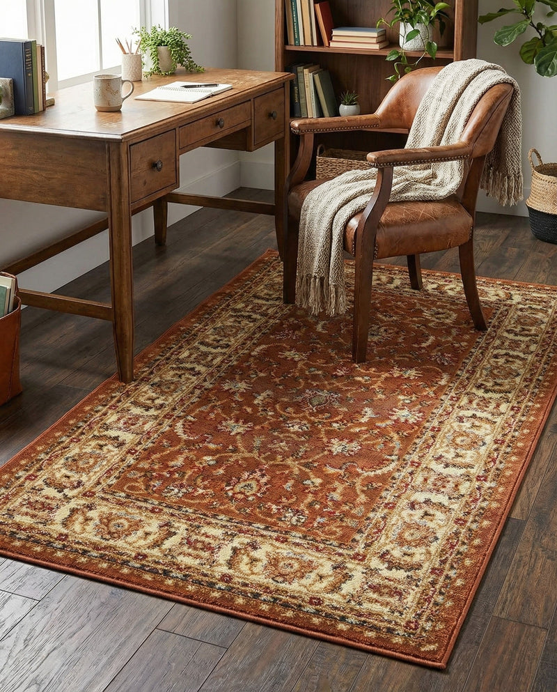 Jaipur Elegance Collection Area Rug -  Nahargarh (Brick Red Light Rose) Rectangle Brick Red Light Rose  lifestyle 8