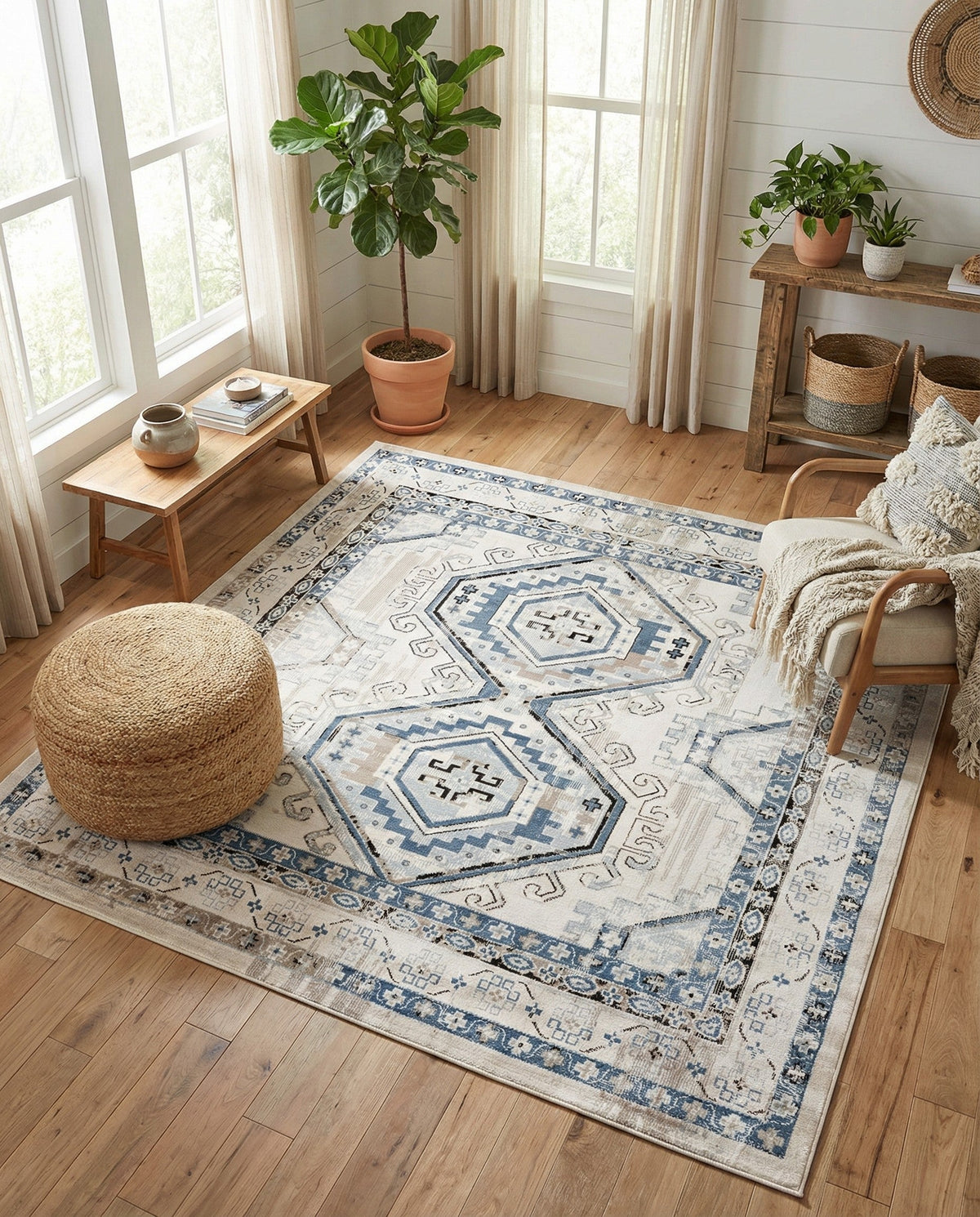 Savannah Elegance Collection Area Rug -  Tybee (Gray Blue) Square Gray Blue  lifestyle 90