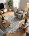 Cascade Range Collection Area Rug - Hood (Gray) Round Gray  lifestyle 38
