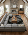 Tranquil Tides Shag Collection Area Rug -  Azure Rectangle Black and White  lifestyle 44