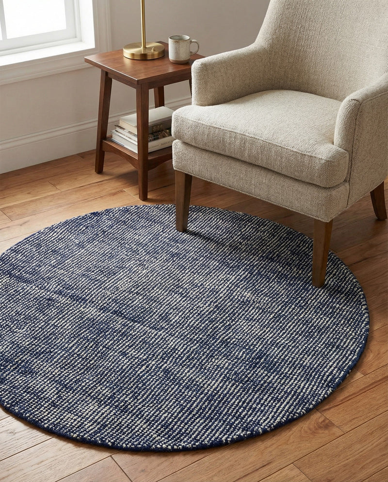 Berkshire Estate Collection Area Rug - Windsor (Blueberry) Round Blueberry  lifestyle 60