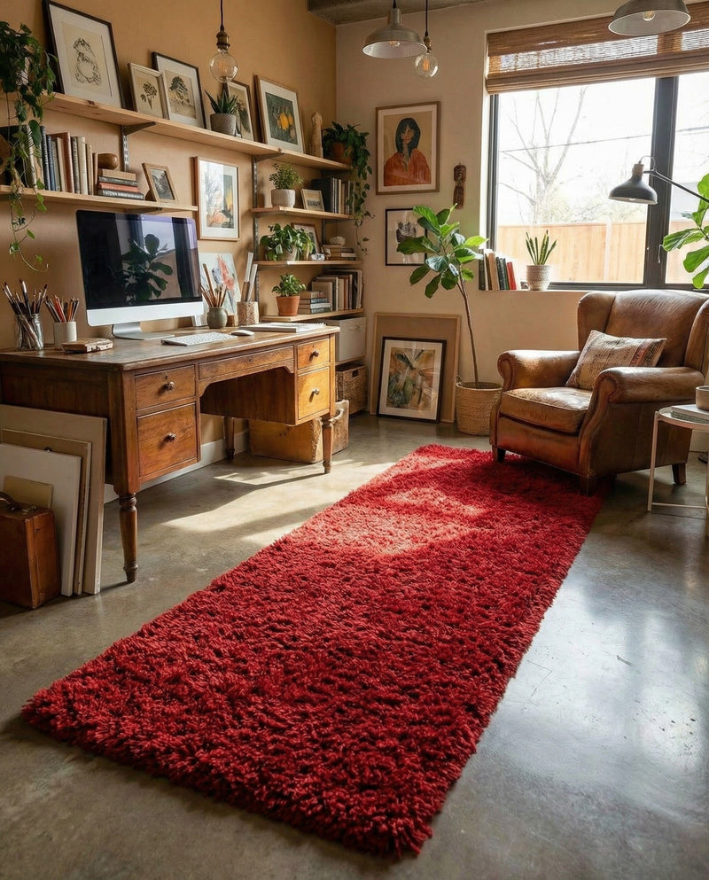 Eternal Plush Oasis Collection Area Rug -  Tranquility (Merlot) Runner Merlot  lifestyle 79