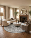 Charleston Elegance Collection Area Rug -  Seaport (Gray) Round Gray  lifestyle 47