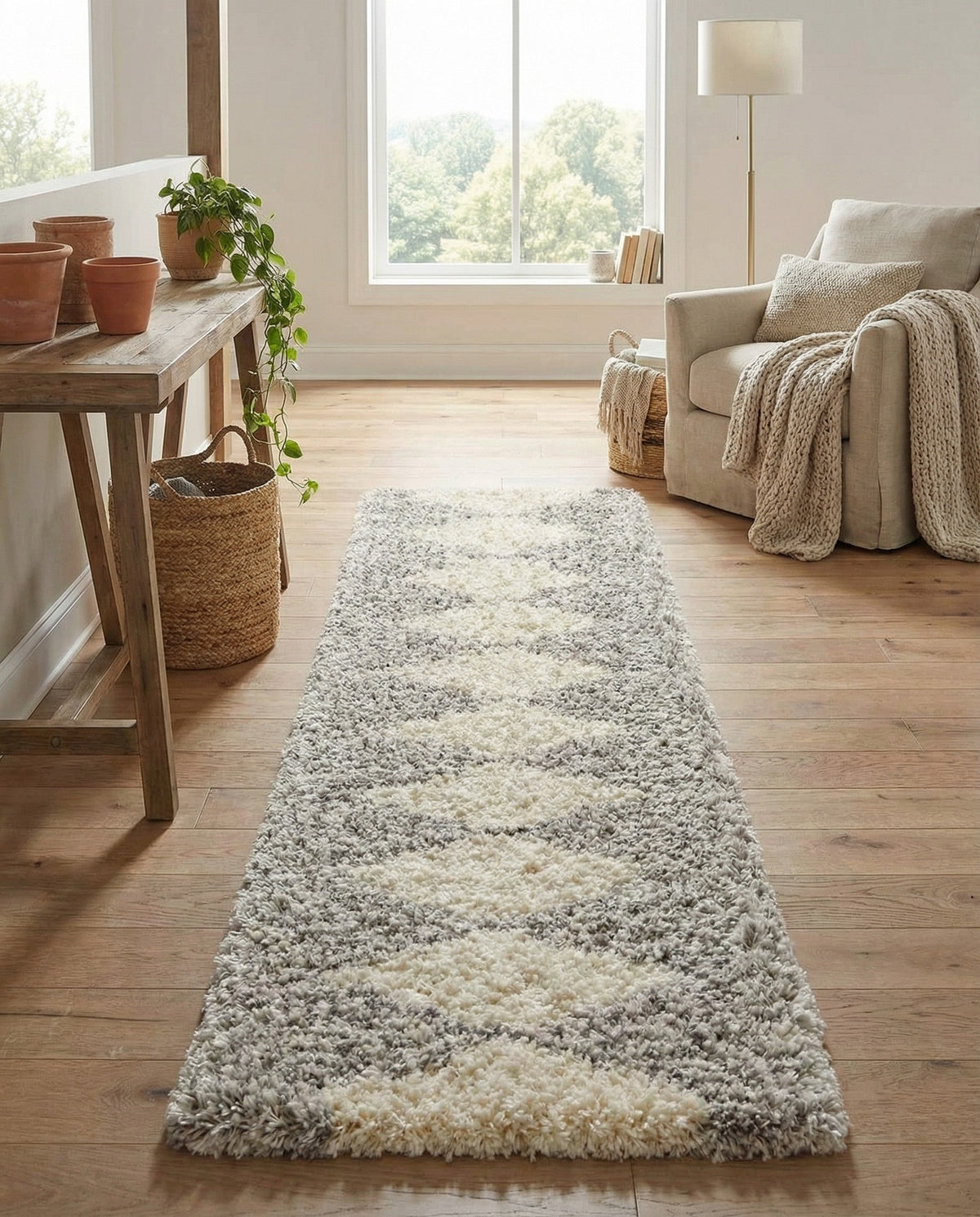 Eternal Plush Oasis Collection Area Rug -  Bliss Runner Pearl and Gray  lifestyle 109