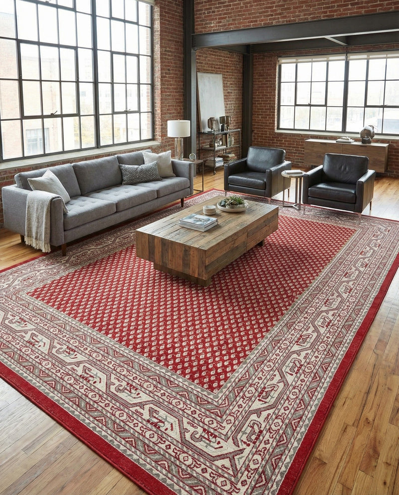 Soho Elegance Collection Area Rug -  Mercer (Red) Rectangle Red  lifestyle 13