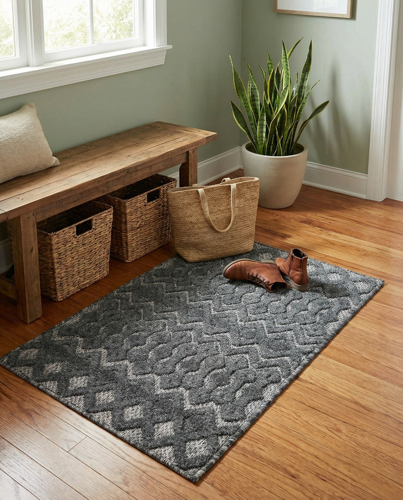 Garden Lattice Charm Collection Area Rug -  Pergola (Charcoal) Rectangle Charcoal  lifestyle 17