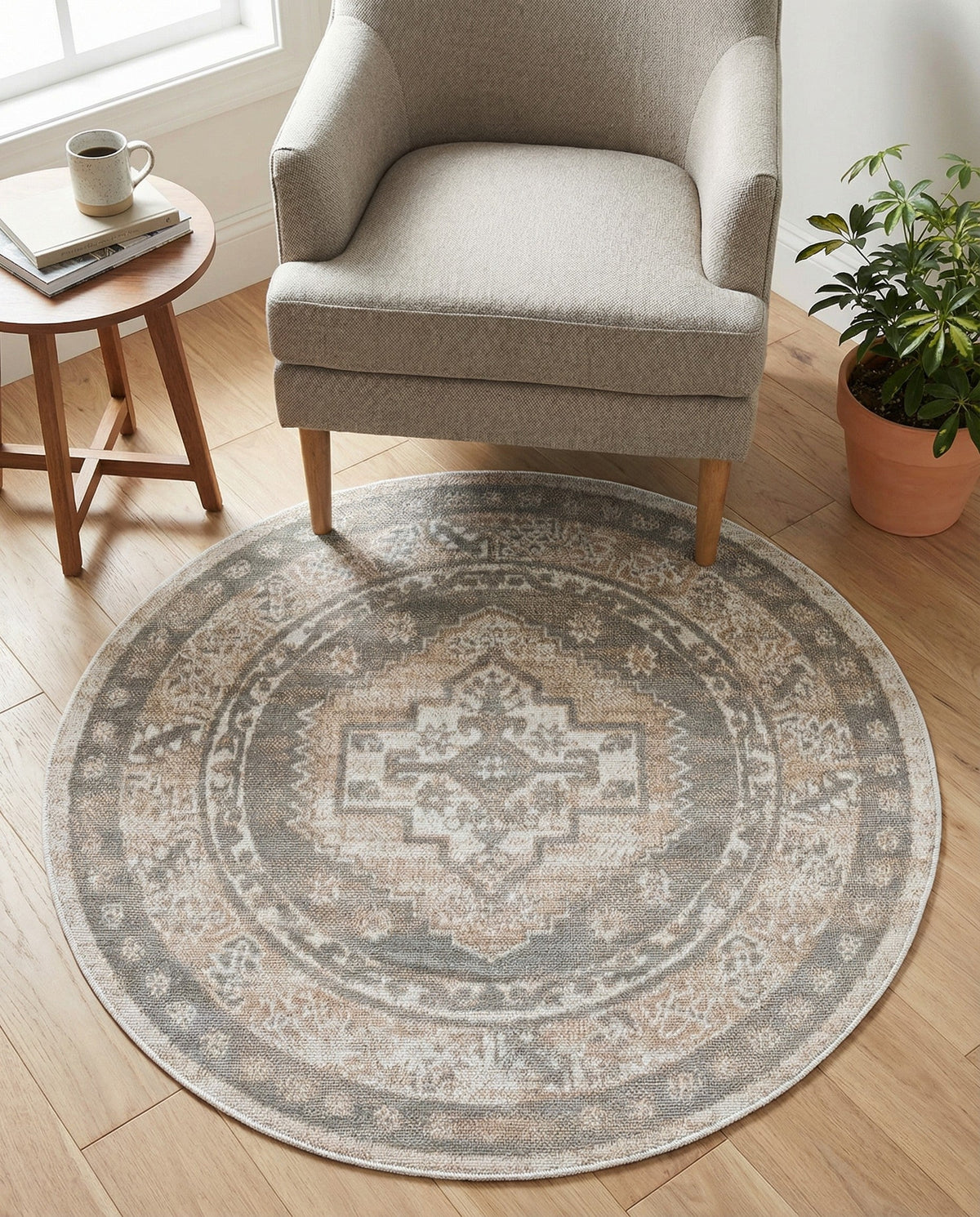 Savannah Series Collection Area Rug -  Augusta (Mink) Round Mink  lifestyle 83