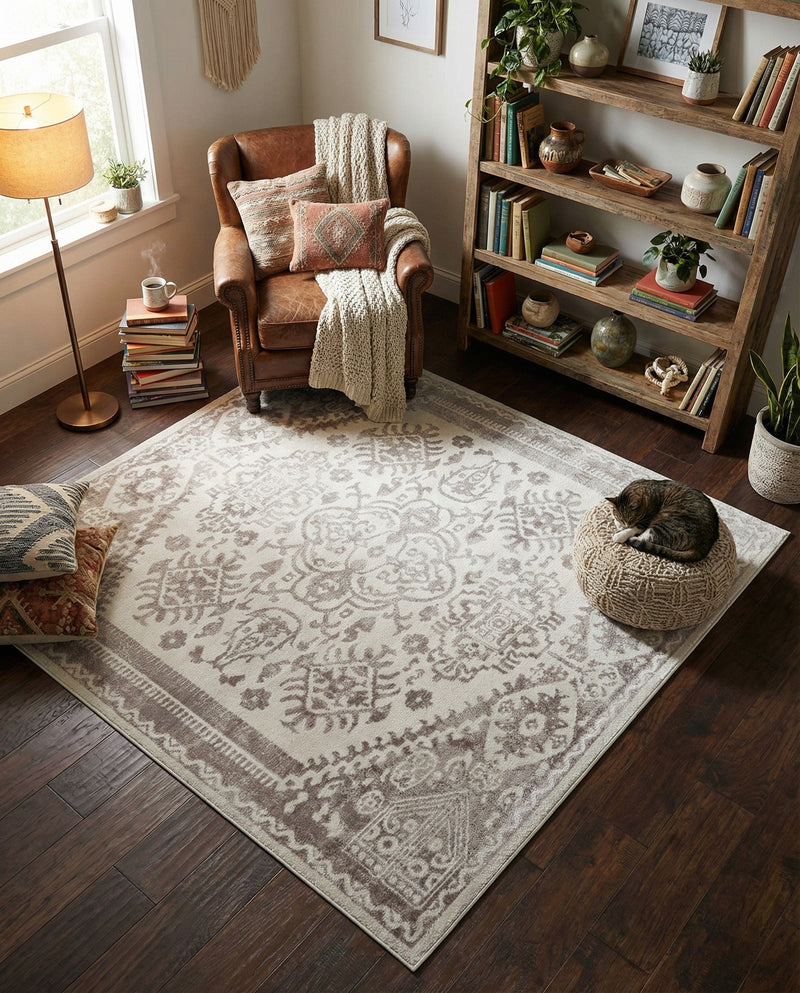 Cambridge Classics Collection Area Rug -  Fitzwilliam (Cream) Square Cream  lifestyle 59