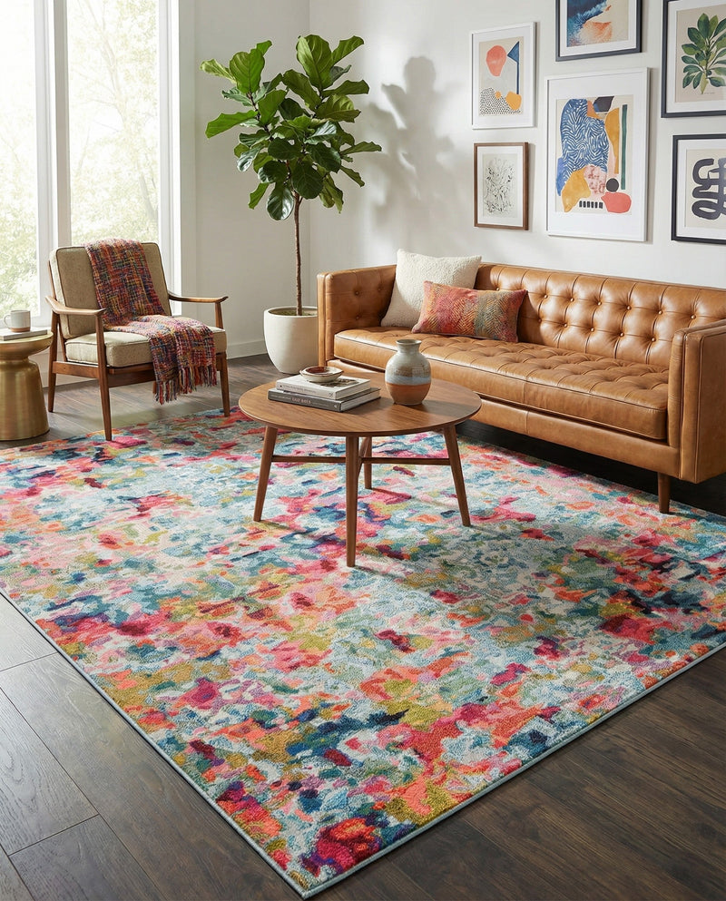 Chromatic Oasis Collection Area Rug -  Lagoon Rectangle Multi  lifestyle 14