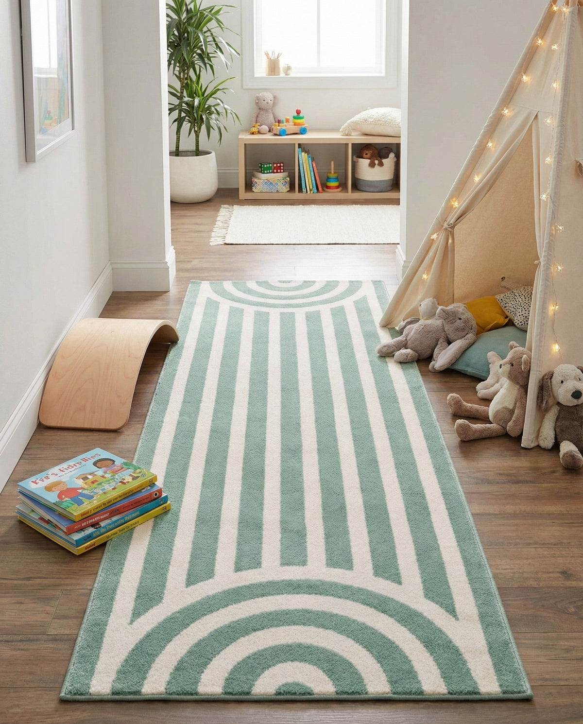 Wonder Tykes Collection Area Rug -  Joydale Runner Soft Green  lifestyle 180