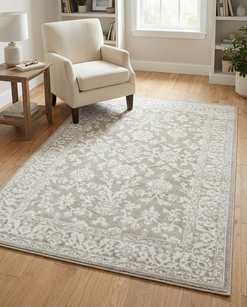 Savannah Elegance Collection Area Rug - Augusta (Light Gray) Rectangle Light Gray  lifestyle 16