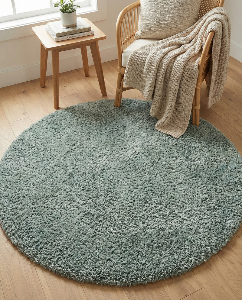 Eternal Plush Oasis Collection Area Rug -  Tranquility (Slate Blue) Round Slate Blue  lifestyle 59